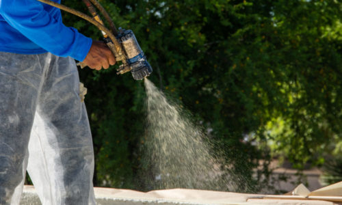 spray foam product being applied