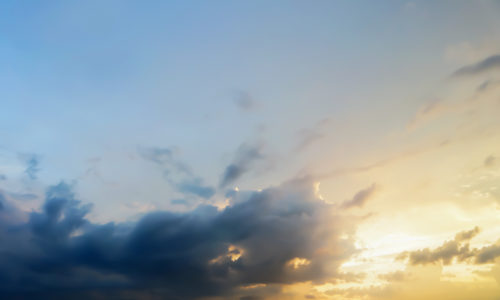 Dramatic atmosphere panorama view of artistic colorful twilight sky and clouds in tropical summer season.